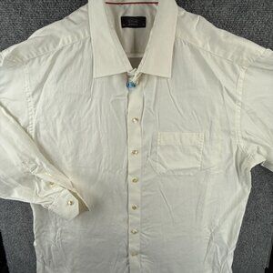 Eton White Button Up Shirt Long Sleeve Men All Cotton Size 18.5 Big Dress Shirt